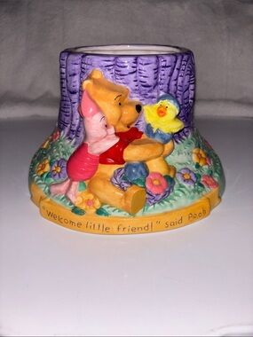 Disney Winnie the Pooh Piglet & Pooh Ceramic Vase-Purple